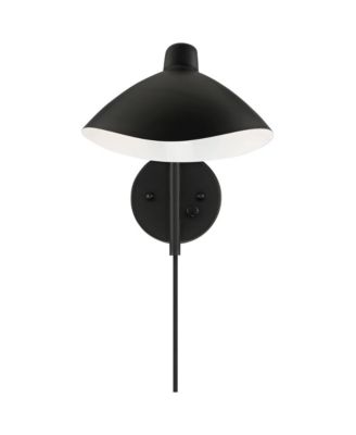 Colborne Modern Swing Arm Wall Lamp Black Metal Plug-in Light Fixture Up Down Shade for Bedroom Bedside Living Room Reading Home House