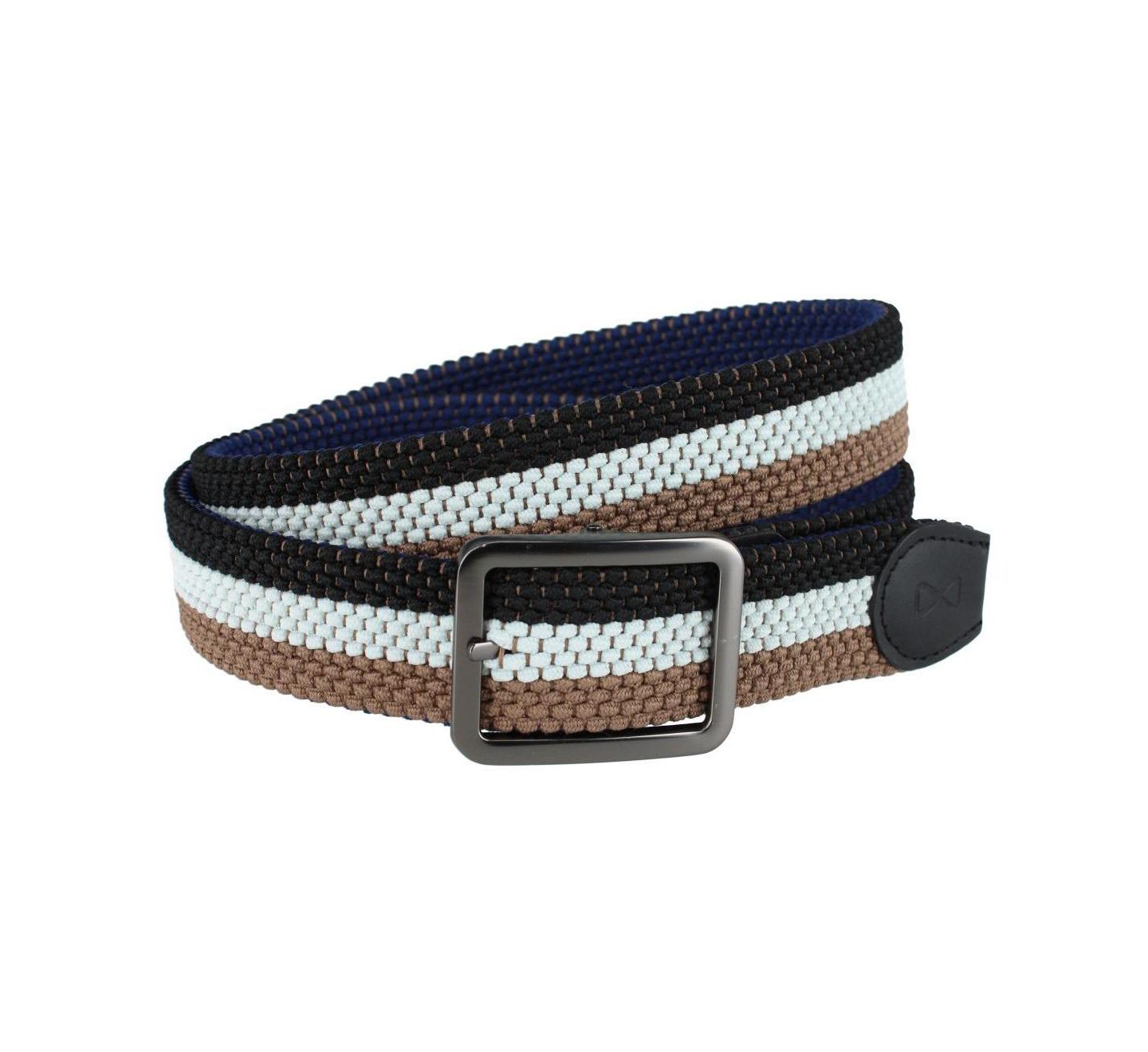 Мужской ремень TRAFALGAR Big & Tall Matias Stripe Reversible Braided Casual Golf Belt, цвет: Синий / Хаки — фото 1