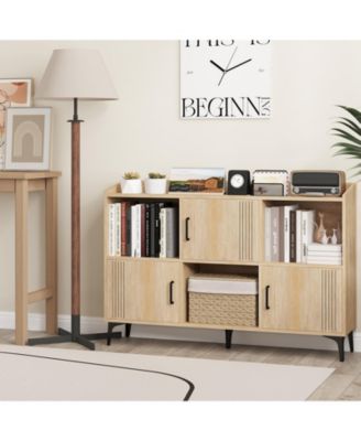 Sideboard Storage Cabinet with Doors and Open Compartments