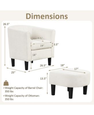 Upholstered Teddy Velvet Barrel Chair with Ottoman Footrest