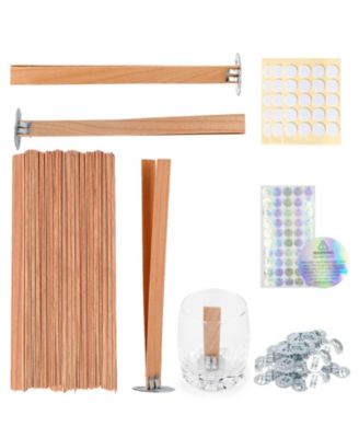 100 Cherry Wood Candle Wicks With Stand Glue Dot Warning Label For DIY Making