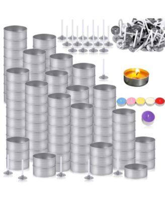 Aluminum Tea Light Candle Containers with Wicks, 100 Piece