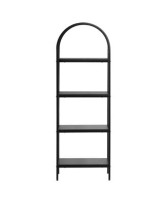 Metal Bookshelf, 4-Tier Arched Industrial Storage Unit for Living Room and Office