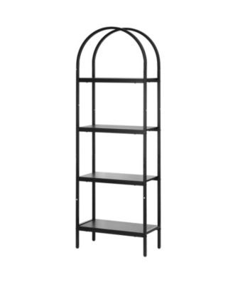 Metal Bookshelf, 4-Tier Arched Industrial Storage Unit for Living Room and Office