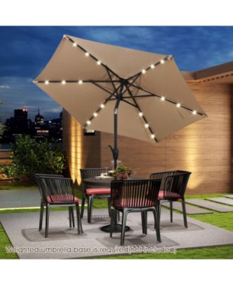 7.5 ft Solar Powered Patio Umbrella with LED Lights and Crank