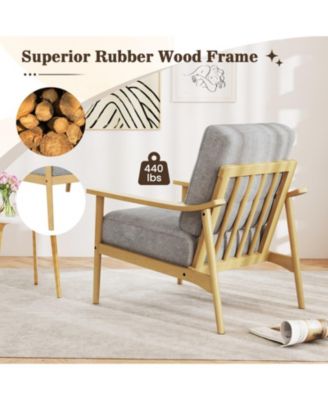 Modern Accent Chair with Rubber Wood Armrests and Legs