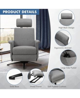Swivel Massage Recliner Sofa with Adjustable Headrest