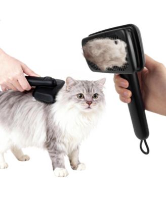 Self Cleaning Deshedding Cat Brush Adjustable 2 Level Pins One Click Cleaning Ergonomic Handle For Small Pets