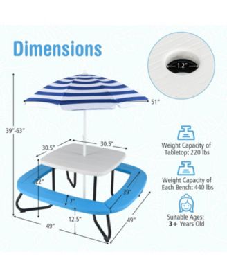 Toddler Outdoor Activity Table with Adjustable and Collapsible Umbrella.