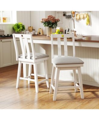 25 in Swivel Counter Height Bar Stools Set of 2 with Rubberwood Frame