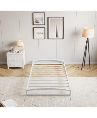 Twin 6in Metal Platform Bed Frame Steel Slats Low Profile No Box Spring