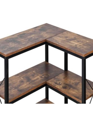 7-Tier Corner Bookshelf, 79" Tall, Metal Frame and Wooden Shelves, Industrial