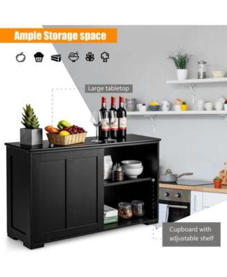 Kitchen Storage Cabinet with Sliding Door and Shelves