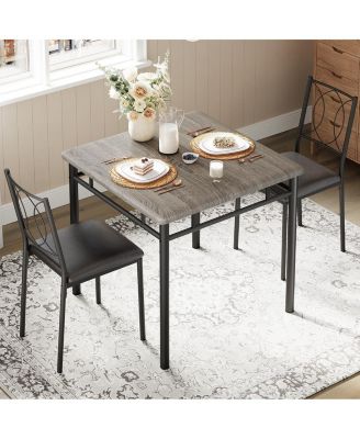 Dining Table Set for 2, Small Kitchen Table with Upholstered Chairs, Farmhouse Wood Dining Table Chairs for Kitchen Room, Small Spaces