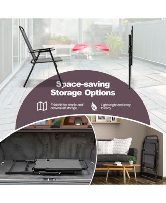 Set of 4 Folding Sling Chairs Portable chair w/ Dining Armrest Backrest Patio