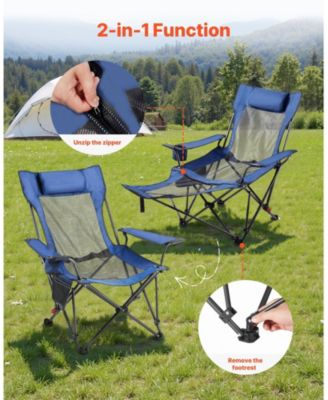 4-Position Reclining Camping Chair Folding Patio Lounger 52.36 x 21.65 x 15.74