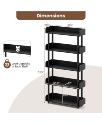 Five Tier Open Bookcase Industrial Storage Display Shelf