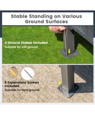 3-Piece Patio Bar Set with 8 x 8 FT Double-Tier Grill Gazebo and 2 Bar Stools