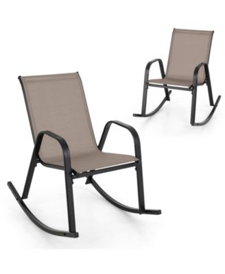 Set of 2 Metal Rocking Chair Heavy-Duty Rocker Outdoor Anti-Slip Patio
