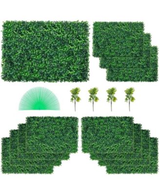 Boxwood Hedge Wall Panels Set of 12, 24" x 16", UV Protected for Garden