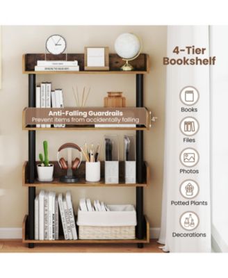 4 Tier Open Bookcase Industrial Shelf with Anti Tip Hardware