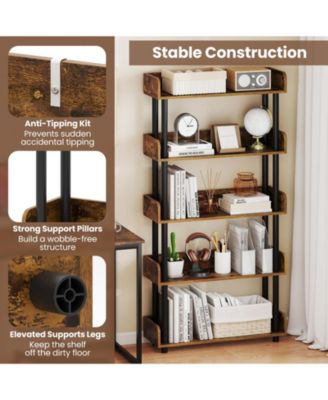 5 Tier Industrial Open Bookshelf Storage Unit for Home Office