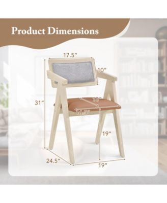 Mid Century Wooden Accent Chairs Set of 2 with Leathaire Cushions