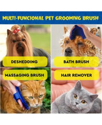 Rubber Brush for Dogs Cats Gentle Deshedding Bath Soft Bristles Anti-slip Grip Easy Clean Short Medium Hair