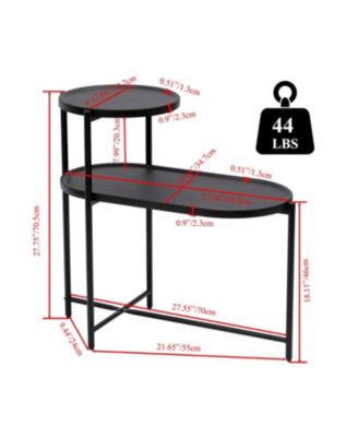 Round Wooden Coffee Table with 2-Tier Storage Tray in Black