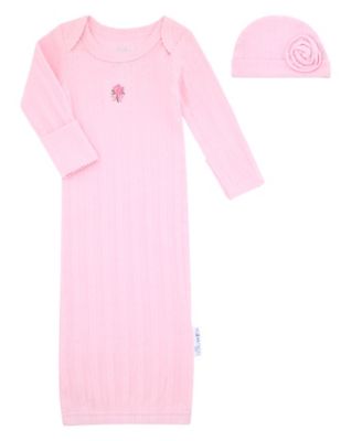 Baby Girls' Long-Sleeve Gown and Hat, 2-Piece Set