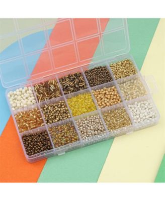 15 colors Glass Seed Tube Beads Bugle DIY Craft Beading Kit Gold