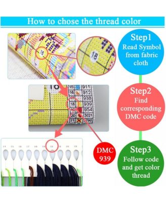 Flower Stamped Cross Stitch Kit DIY Embroidery Needlepoint Ornament Home Decor 12x16