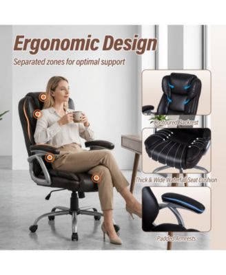 Ergonomic Executive Office Chair Leather Padded Seat Armrests