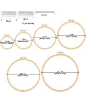 Burlywood Embroidery Hoops Plastic Round Cross Stitch Craft Sewing Frames 6 Sizes 3.6-10.7 Inch 16pcs