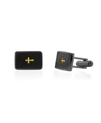 Stainless Steel, Brushed Gold Cross Cufflinks