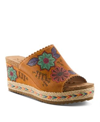 L`Artiste Women’s Delraybeach Wedge Sandal with Hand-painted Comfort Design