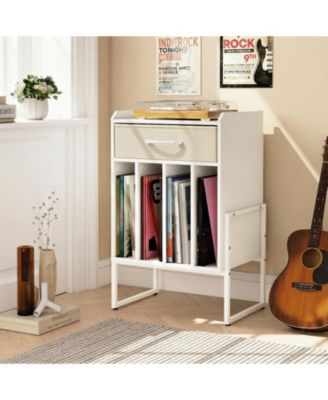 Record Player Stand with Drawer and Vinyl Record Storage