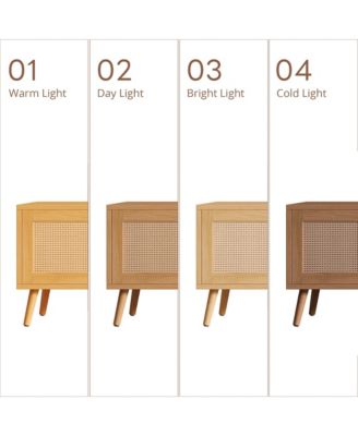 70 inch Modern Cabinet TV Stand with Rattan Doors Media Console with Storage Space & Cable Holes