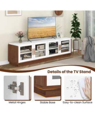 70 in TV Stand with 4 Tempered Glass Doors for TVs up to 75