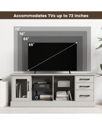 63 in Media Console with 3 Drawers and Dual Glass Display Shelves