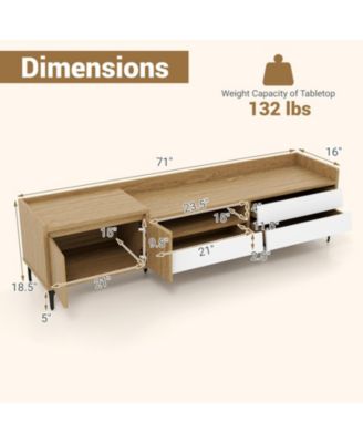 71 in Mid-Century Entertainment Center with Drawers and Storage Cabinet