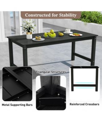 HDPE Outdoor Dining Table for 6 with Umbrella Hole