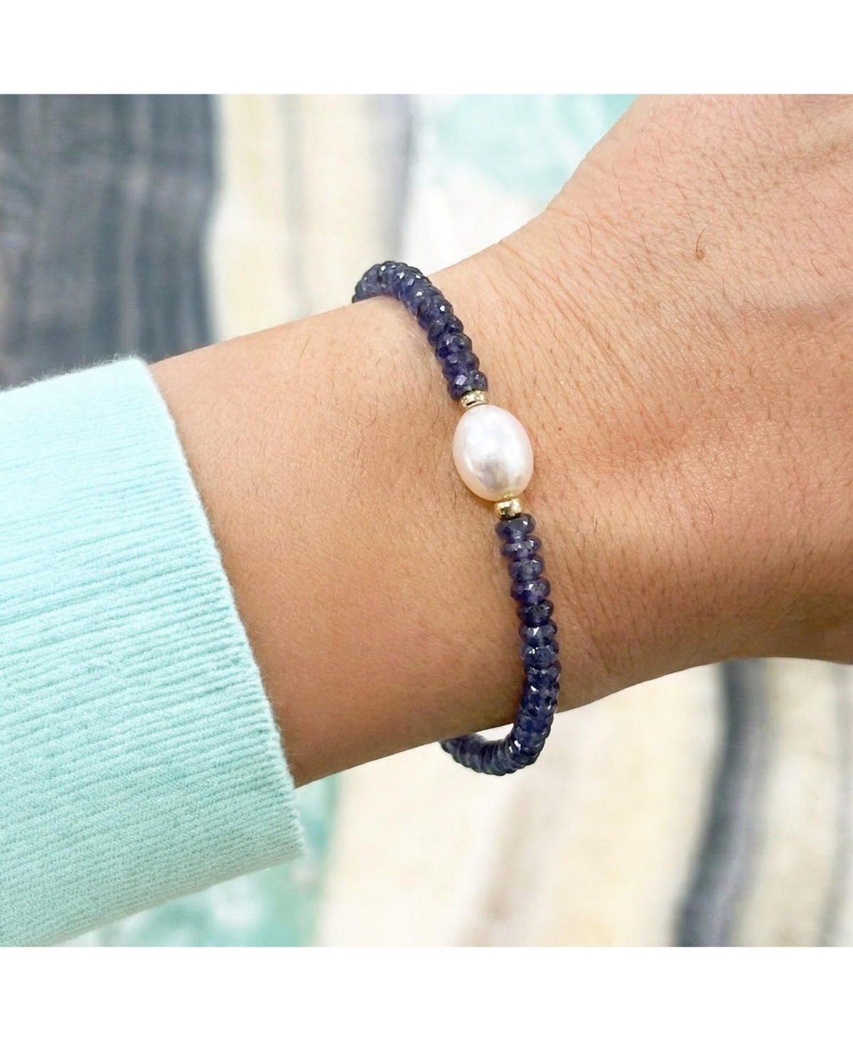 The Lovery Iolite Bead Pearl Bracelet 14K Gold