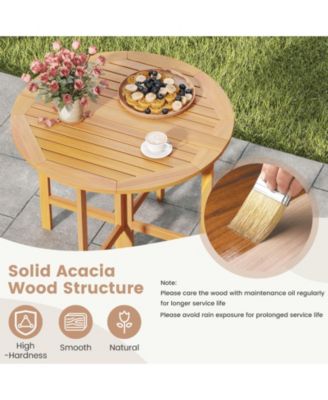36 in Round Folding Acacia Wood Patio Dining Table