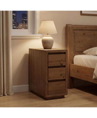 Solid Wood Nightstand with 3-Drawers,  Side Table, Assembly Wooden Bedside Table