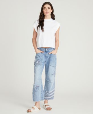 Women's Barbara Patriotic Patchwork Wide-Leg Jeans
