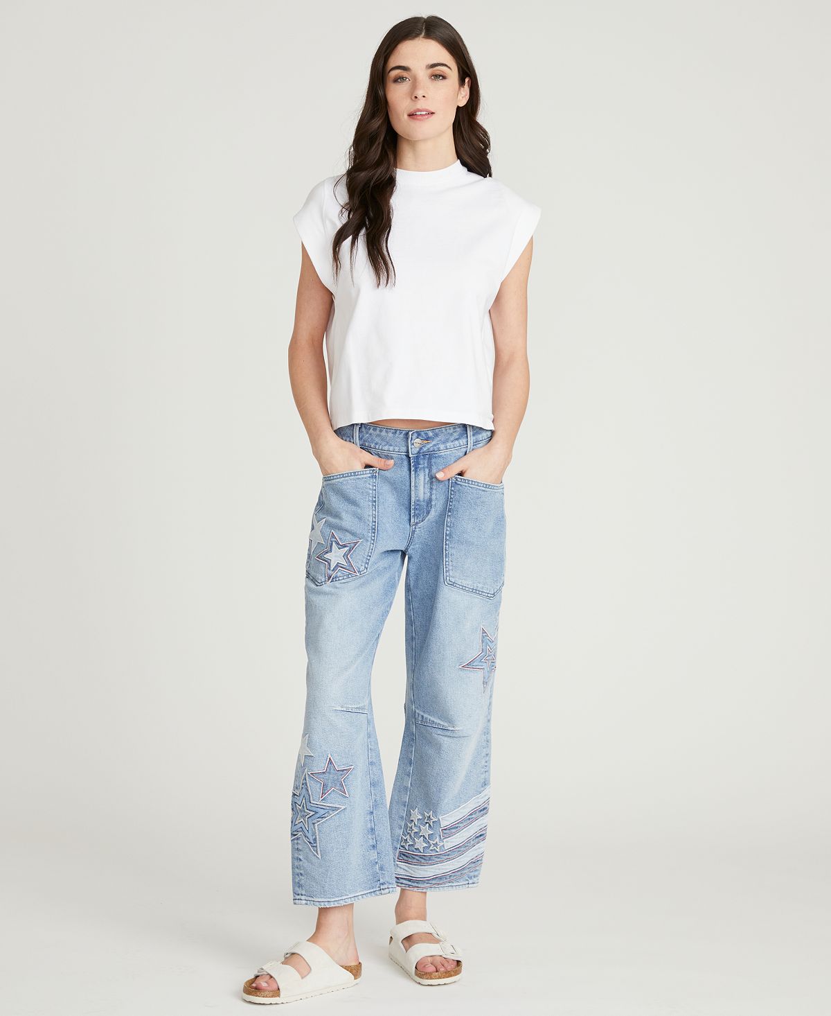 Driftwood Women's Barbara Patriotic Patchwork Wide-Leg Jeans view 1 — MAYCSS fashion products
