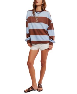 Women's Classic Crewneck Stripe Oversized Top