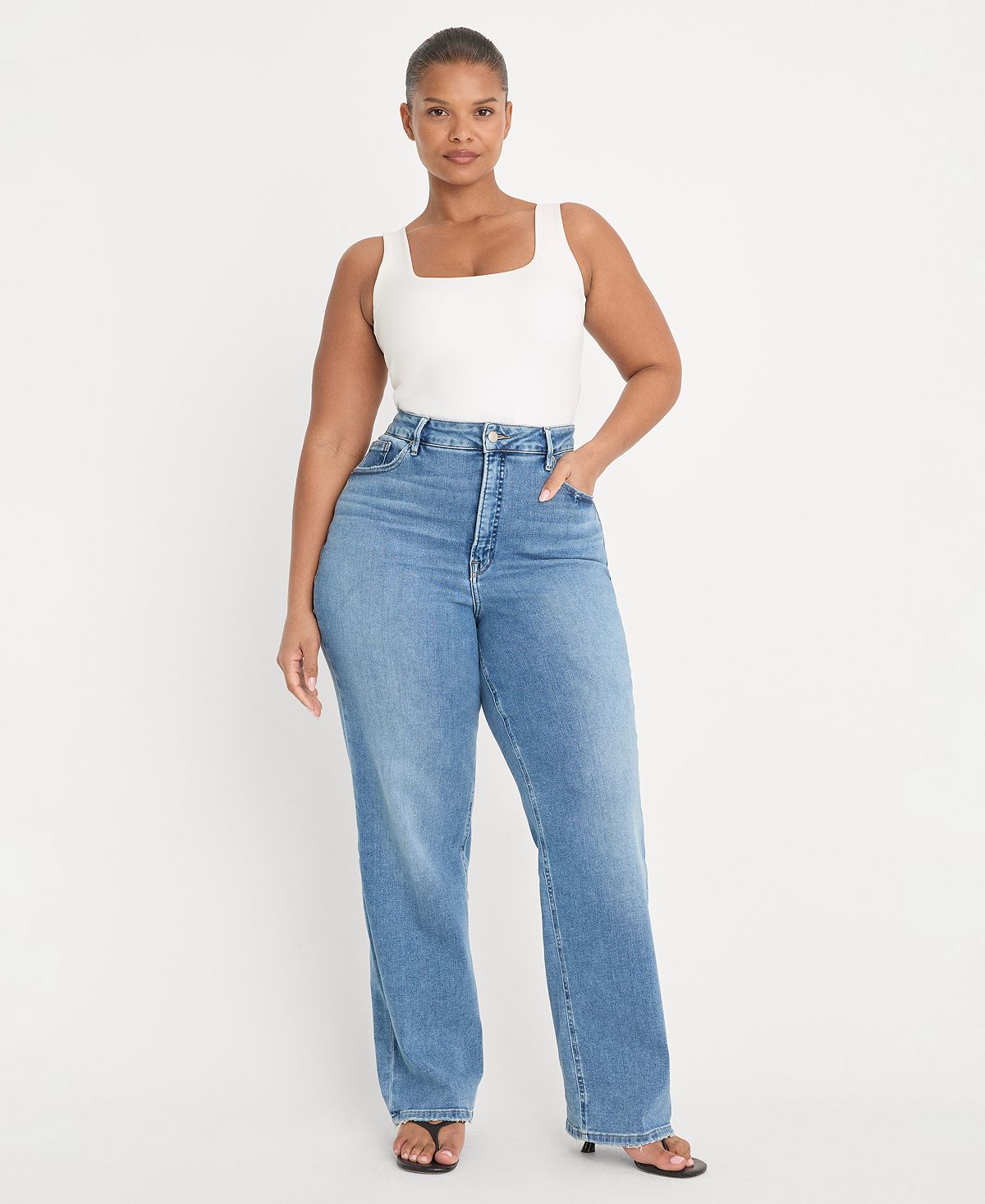 Good American Women's Straight High-Rise-Jeans view 6 — MAYCSS fashion products