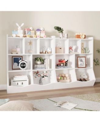 Set of 2 Toy Storage Cabinets, 3-Tier Kids Bookshelf with Multi Shelf Cubby for Bedroom, Playroom, Kindergarten